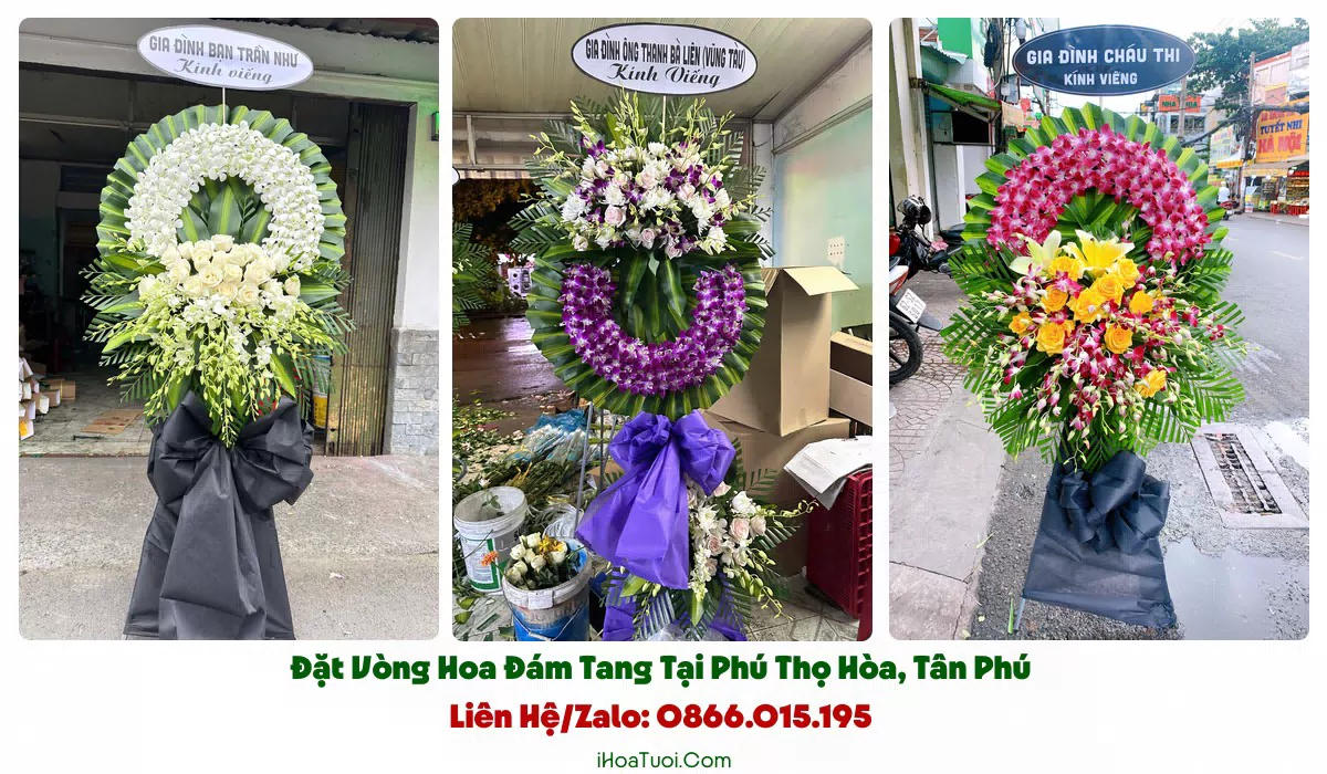 Các kiểu vòng hoa, kệ hoa viếng đám tang tại Phường Phú Thọ Hòa