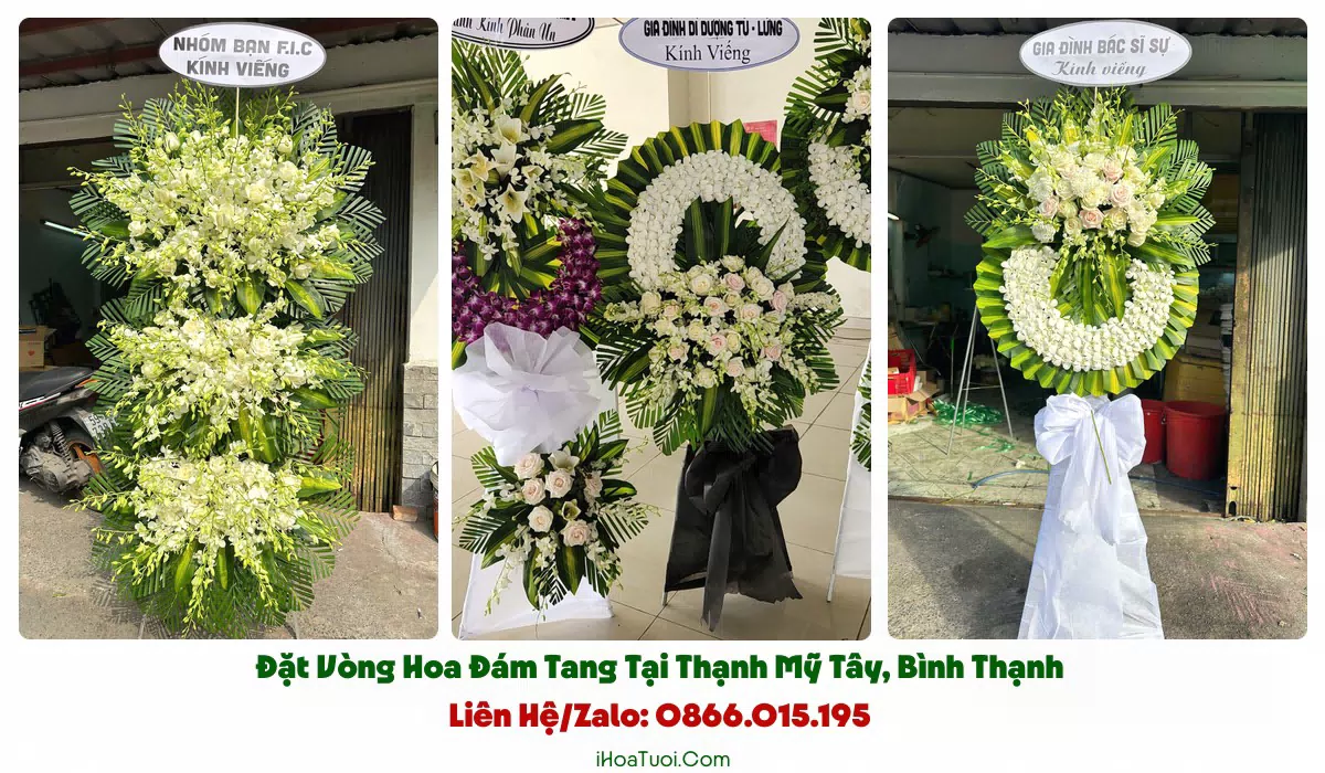 Kệ hoa lan hồ điệp viếng trang trọng tại Phường Thạnh Mỹ Tây