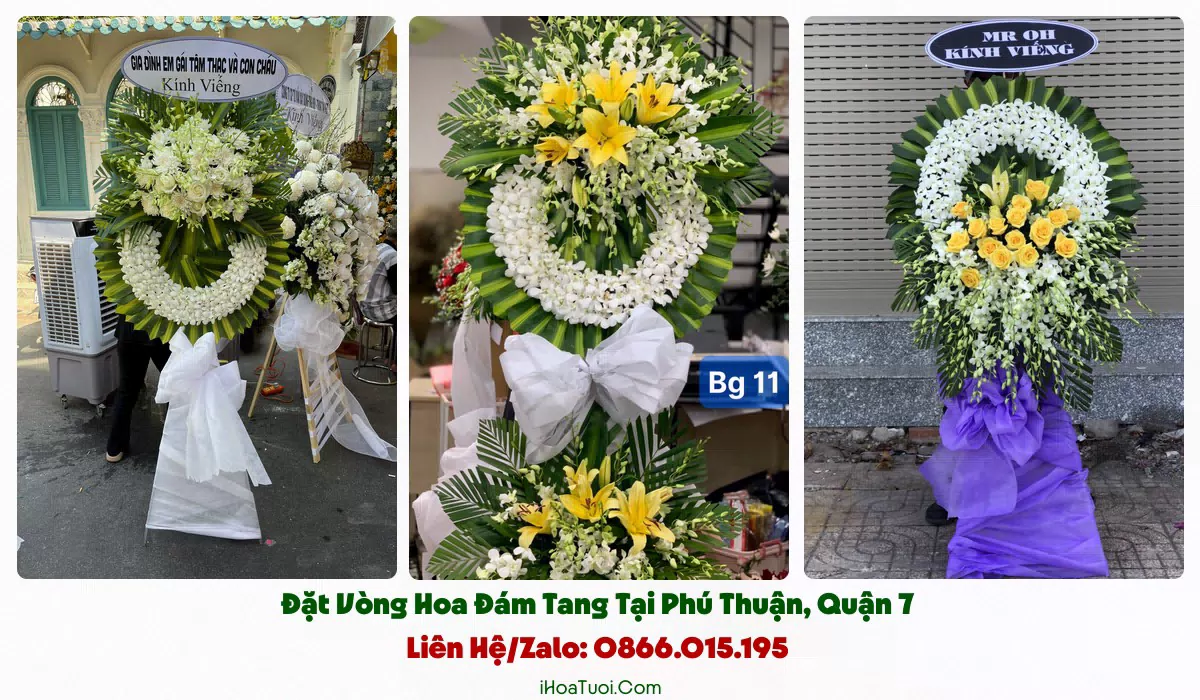 Các mẫu vòng hoa, kệ hoa viếng đám tang tại Phường Phú Thuận
