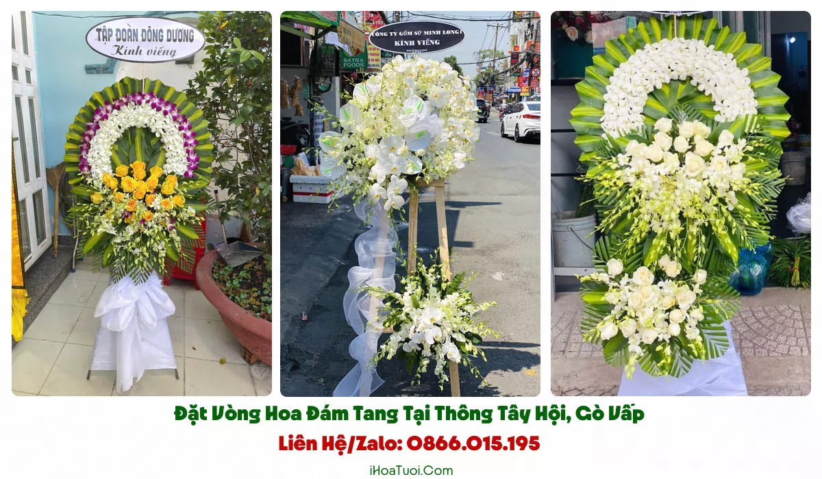 Vòng hoa đám tang Phường Thông Tây Hội nhiều kiểu dáng