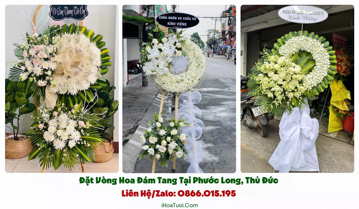 Các mẫu vòng hoa, kệ hoa viếng tang lễ tại Phường Phước Long
