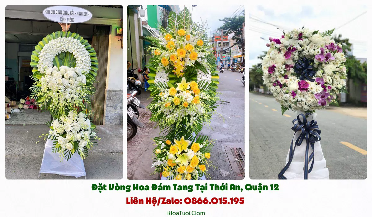 Vòng hoa đám tang Phường Thới An nhiều kiểu dáng