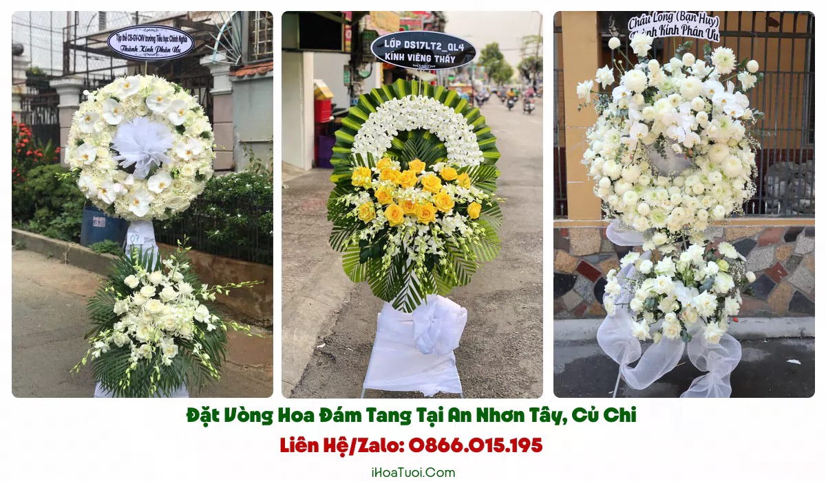 Vòng hoa tang lễ trang nghiêm hợp phong tục tại Xã An Nhơn Tây