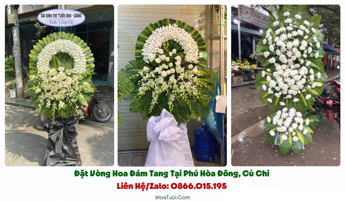 Các loại vòng hoa đám tang xã Phú Hòa Đông