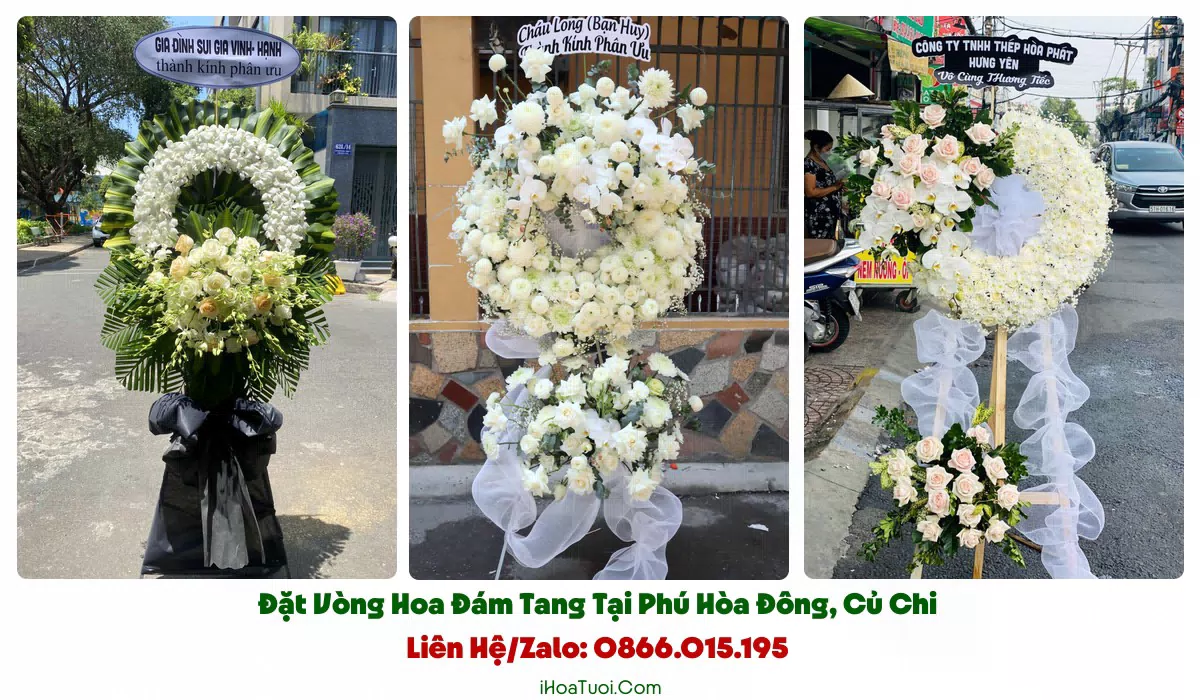 Giao vòng hoa đám tang đúng giờ tại xã Phú Hòa Đông