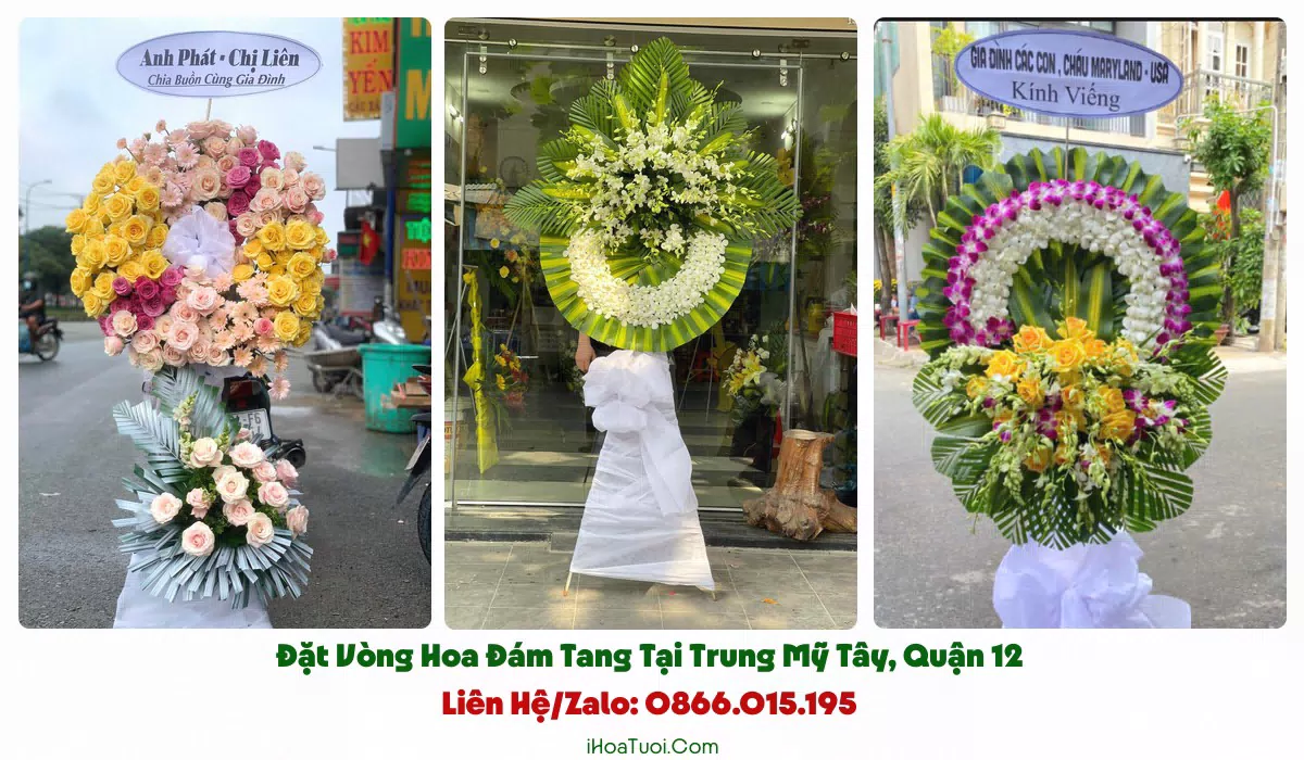 Vòng hoa viếng tông trắng vàng hợp phong tục tại Trung Mỹ Tây