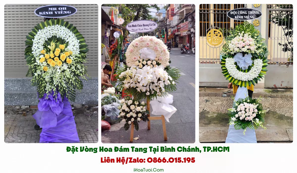 Giao vòng hoa tang lễ khắp Xã Bình Chánh và vùng lân cận