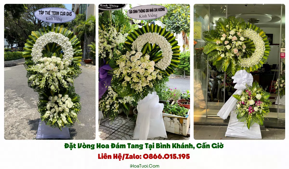 Vòng hoa viếng trang nghiêm giao tại Xã Bình Khánh