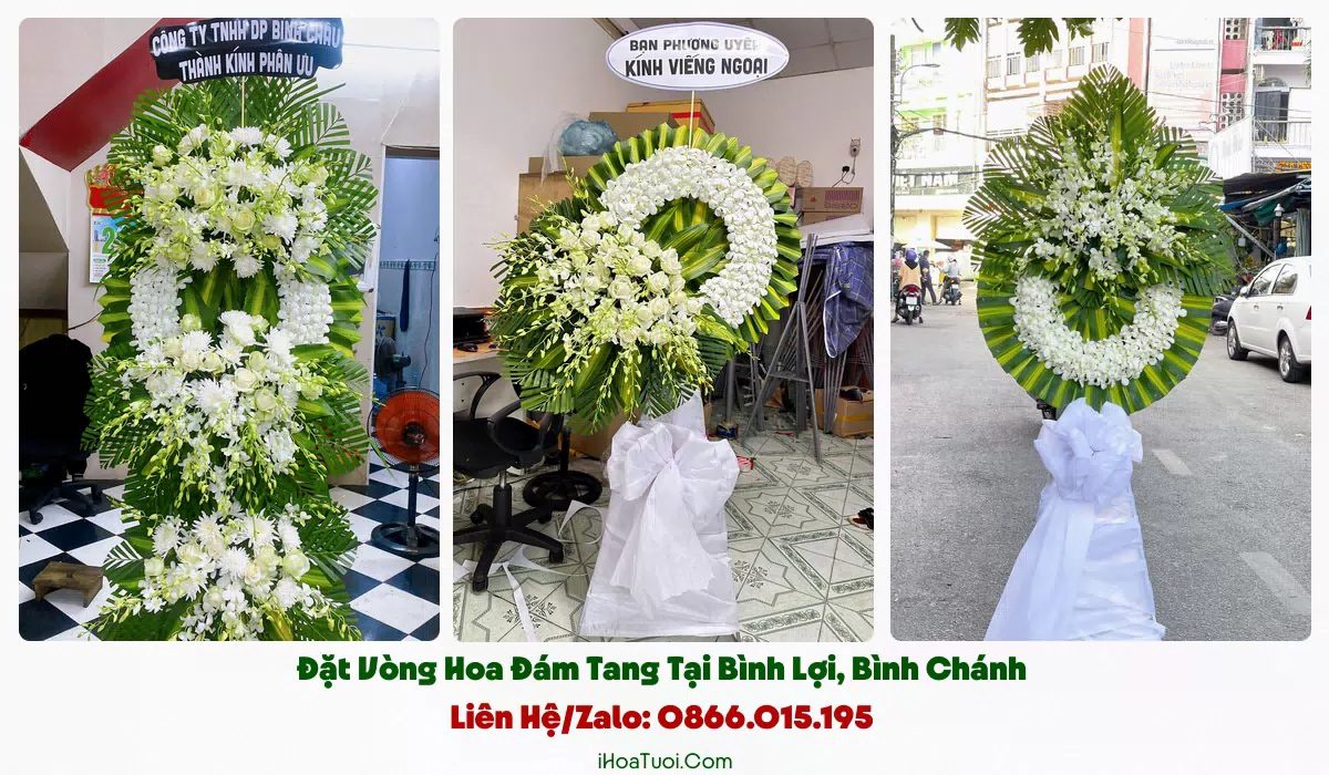 Vòng hoa viếng trang nghiêm giao tại Xã Bình Lợi