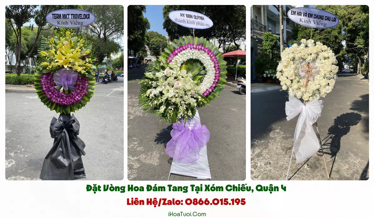 Các loại vòng hoa viếng đám tang Xóm Chiếu