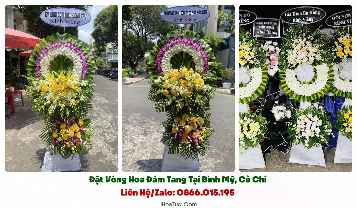 Vòng hoa viếng trang nghiêm giao tại Xã Bình Mỹ
