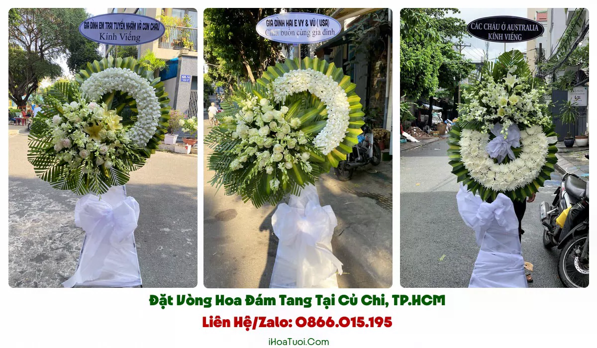 Vòng hoa viếng trang nghiêm giao tại Xã Củ Chi