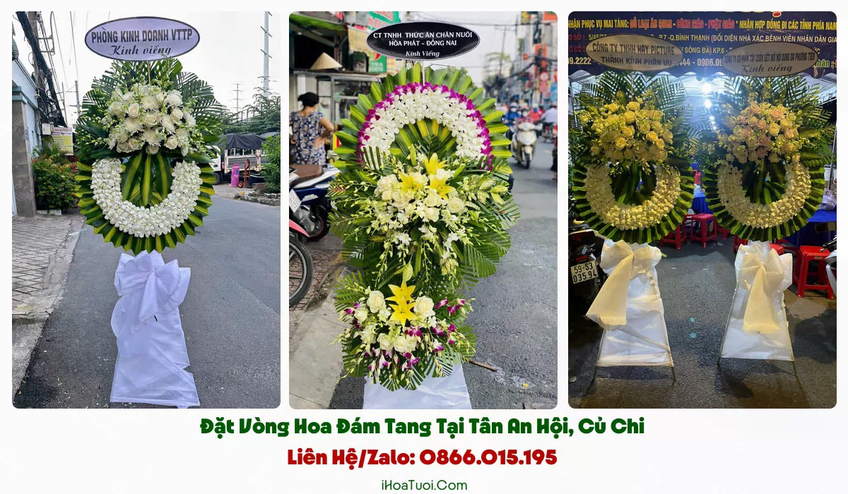 Mẫu vòng hoa viếng trang nghiêm hợp phong tục xã Tân An Hội