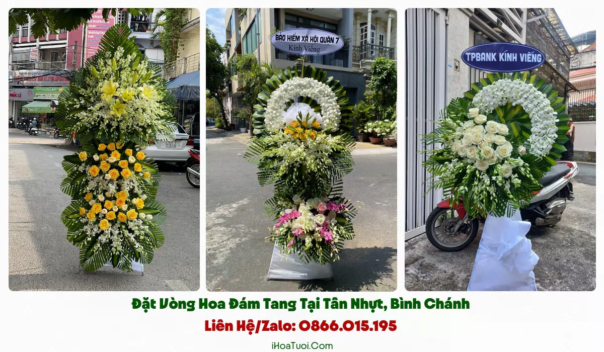Mẫu vòng hoa viếng trang nghiêm hợp phong tục xã Tân Nhựt
