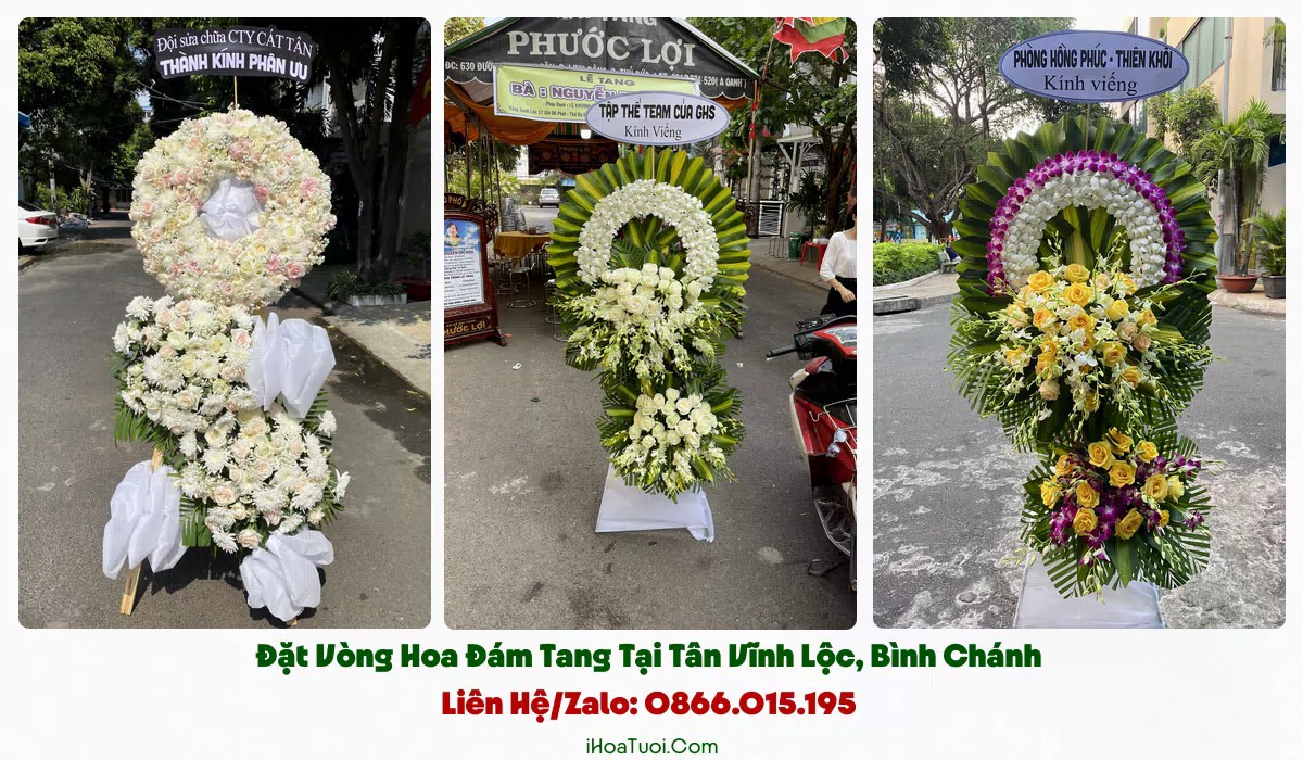 Mẫu vòng hoa viếng trang nghiêm hợp phong tục xã Tân Vĩnh Lộc