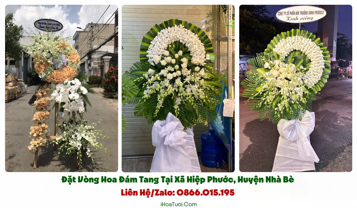 Vòng hoa viếng tông trắng vàng giao tận nơi tại Xã Hiệp Phước
