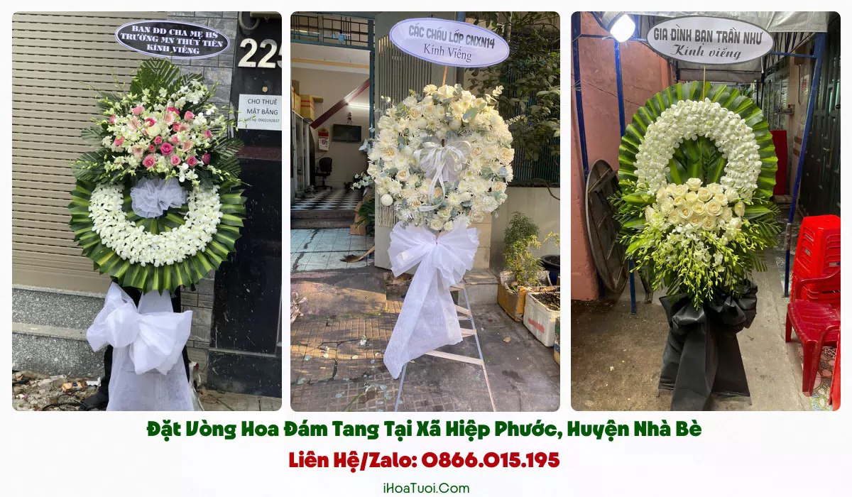 Vòng hoa tang lễ giao khắp Xã Hiệp Phước và khu lân cận