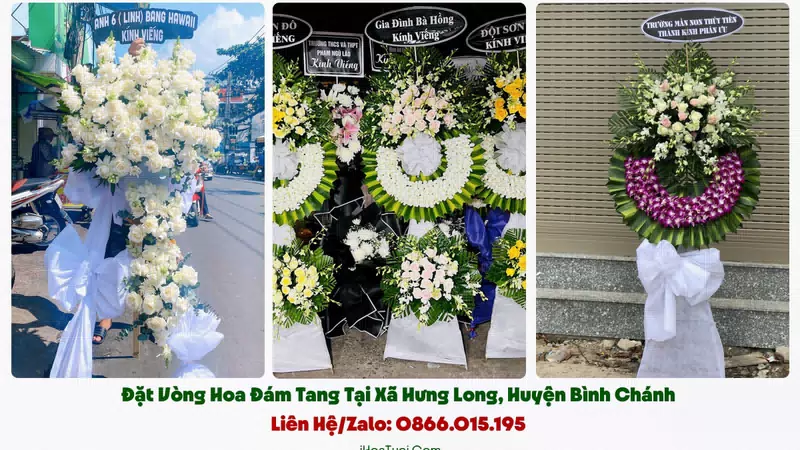 Vòng Hoa Viếng Đám Tang Xã Hưng Long, TP.HCM (Huyện Bình Chánh Cũ)