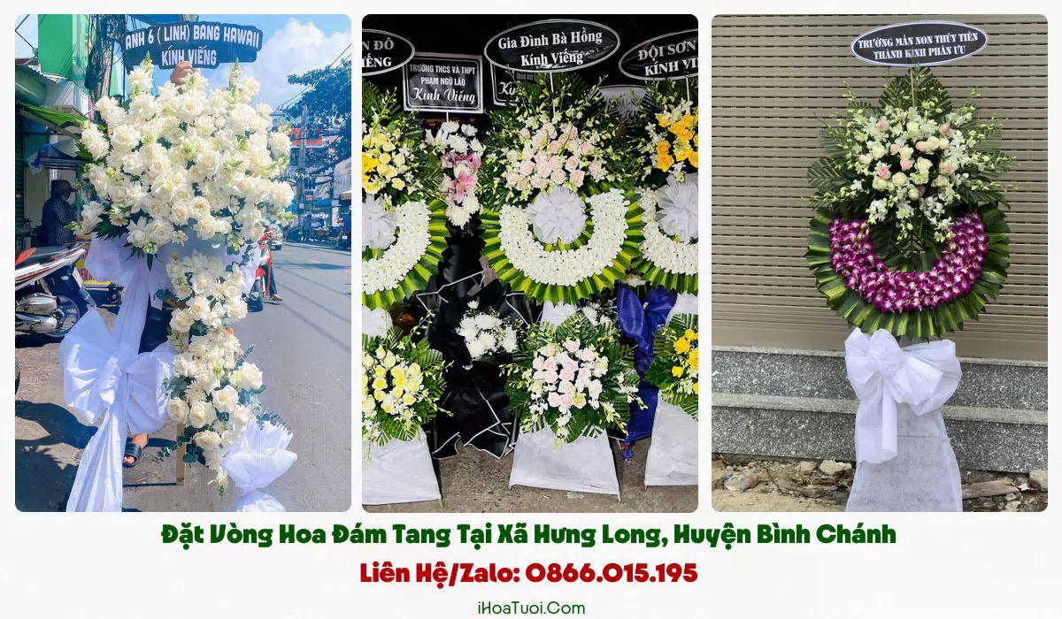 Vòng Hoa Viếng Đám Tang Xã Hưng Long, TP.HCM (Huyện Bình Chánh Cũ)