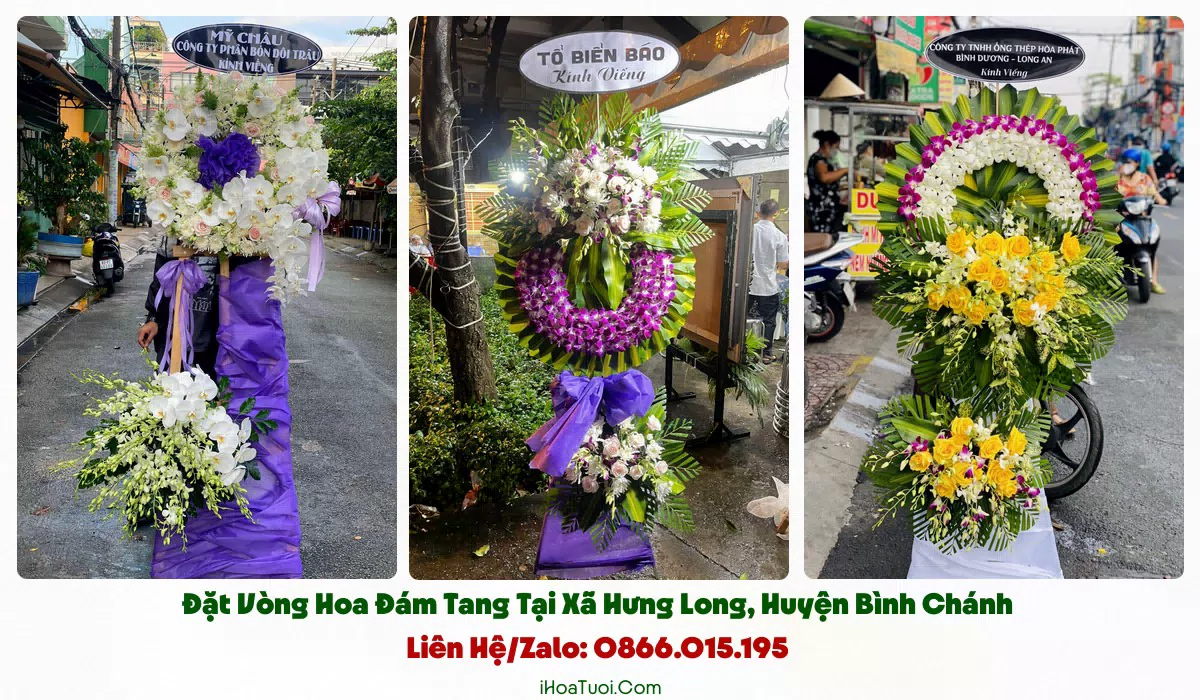 Vòng hoa tang lễ giao khắp Xã Hưng Long và khu lân cận