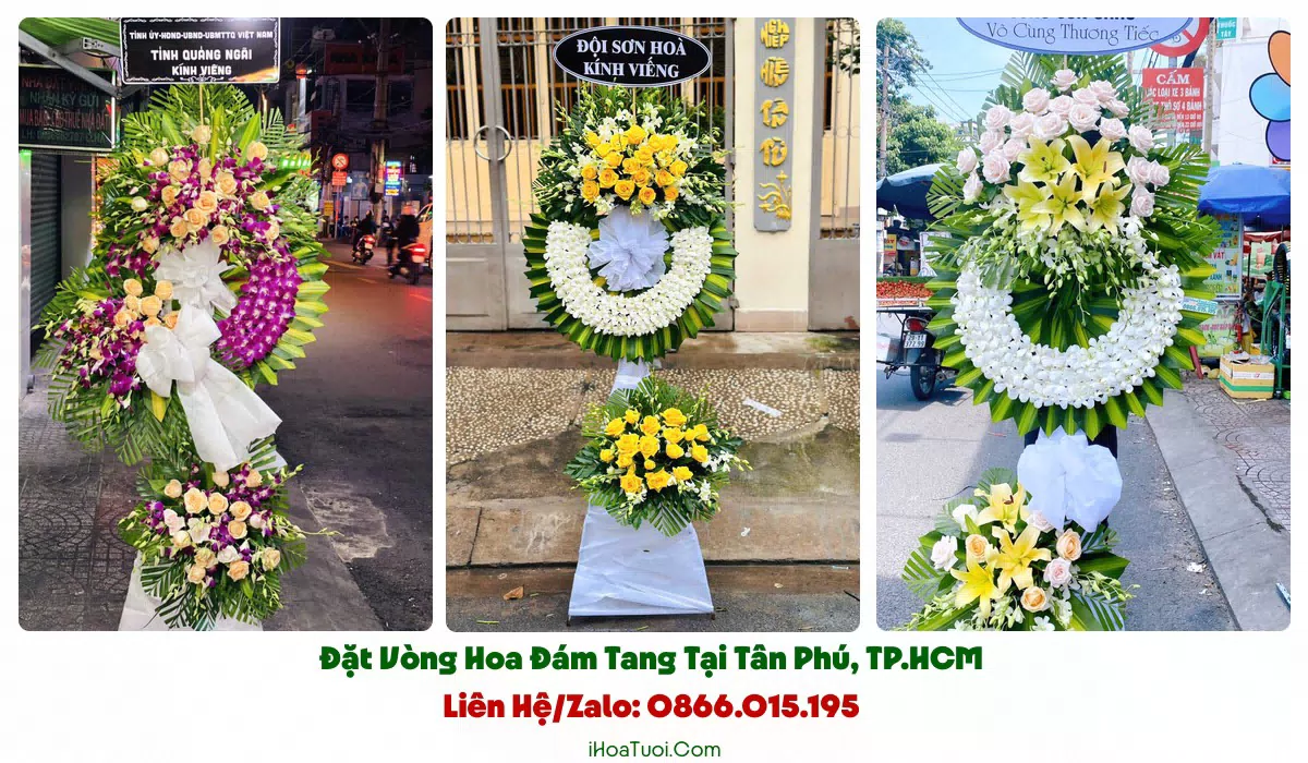 Mẫu vòng hoa tang lễ trang nghiêm giao tại Tân Phú