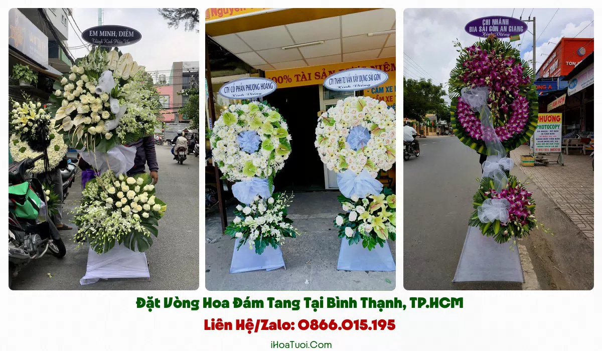 Mẫu vòng hoa tang lễ trang nghiêm giao tại Bình Thạnh