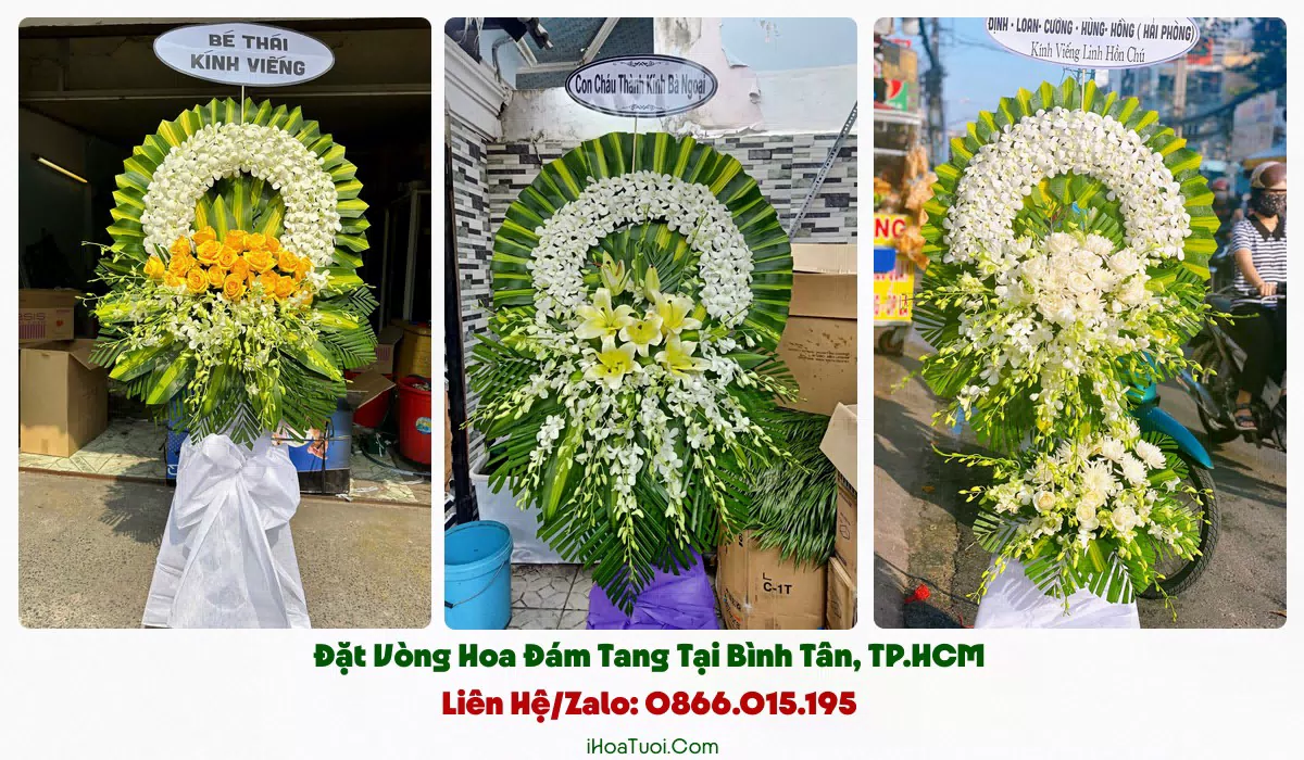 Mẫu vòng hoa tang lễ trang nghiêm giao tại Bình Tân