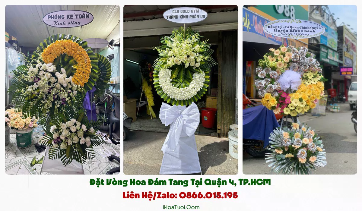 Mẫu vòng hoa viếng trang nghiêm hợp phong tục tại Quận 4