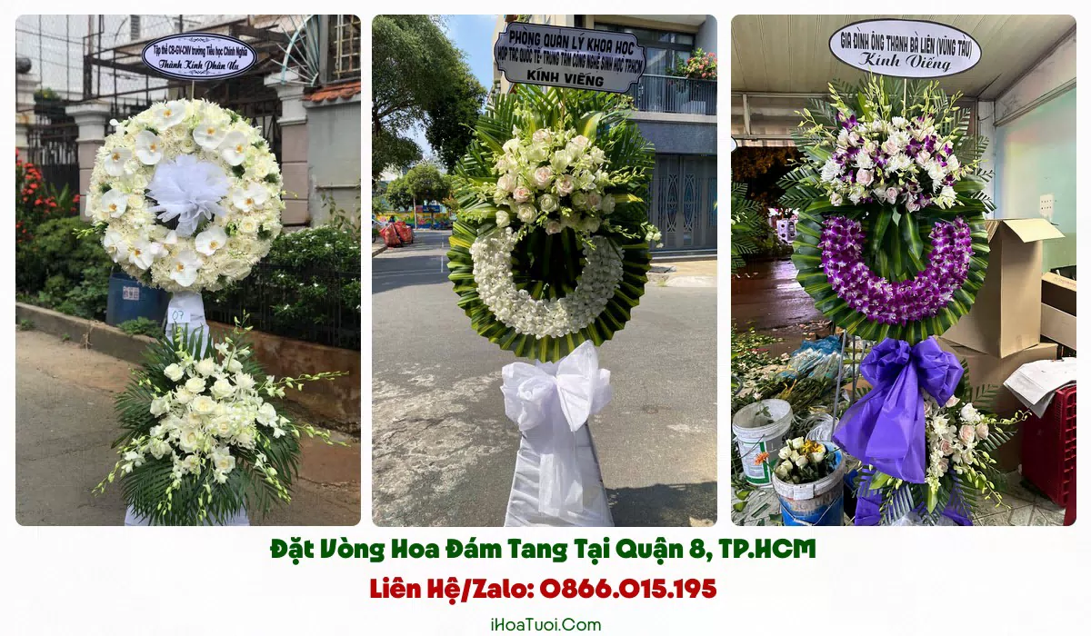 Kệ hoa viếng trang nghiêm hợp phong tục ven kênh Quận 8