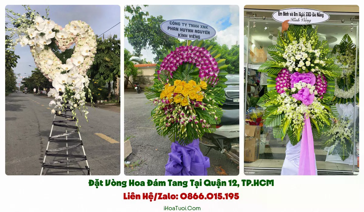 Các mẫu vòng hoa đám tang Quận 12 để chọn theo nhu cầu
