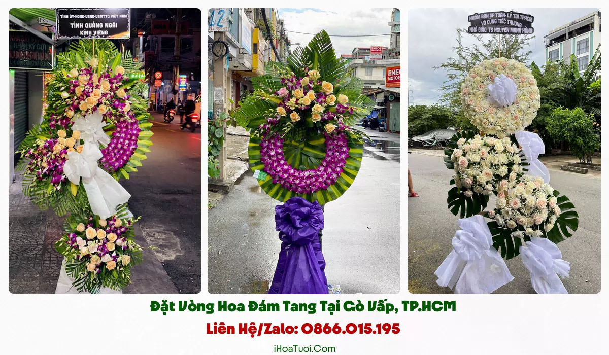 Vòng hoa chữ thập Công giáo giao tại Gò Vấp