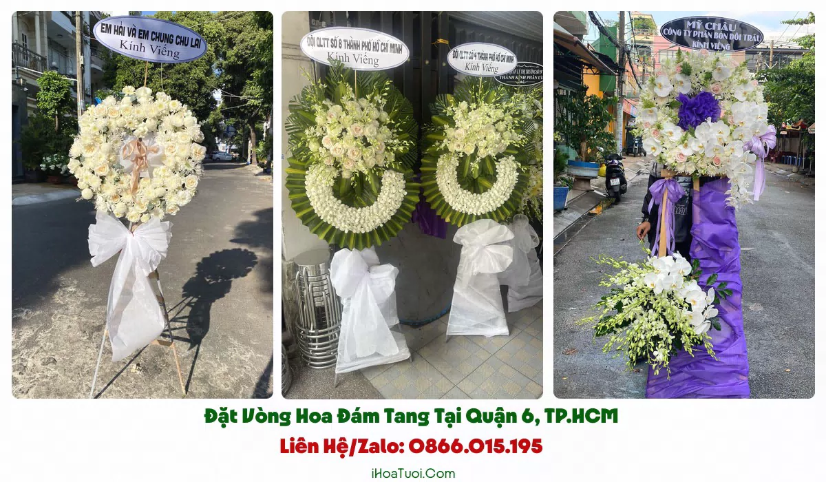 Vòng hoa tang lễ trang nghiêm dành cho tiểu thương chợ Bình Tây Quận 6