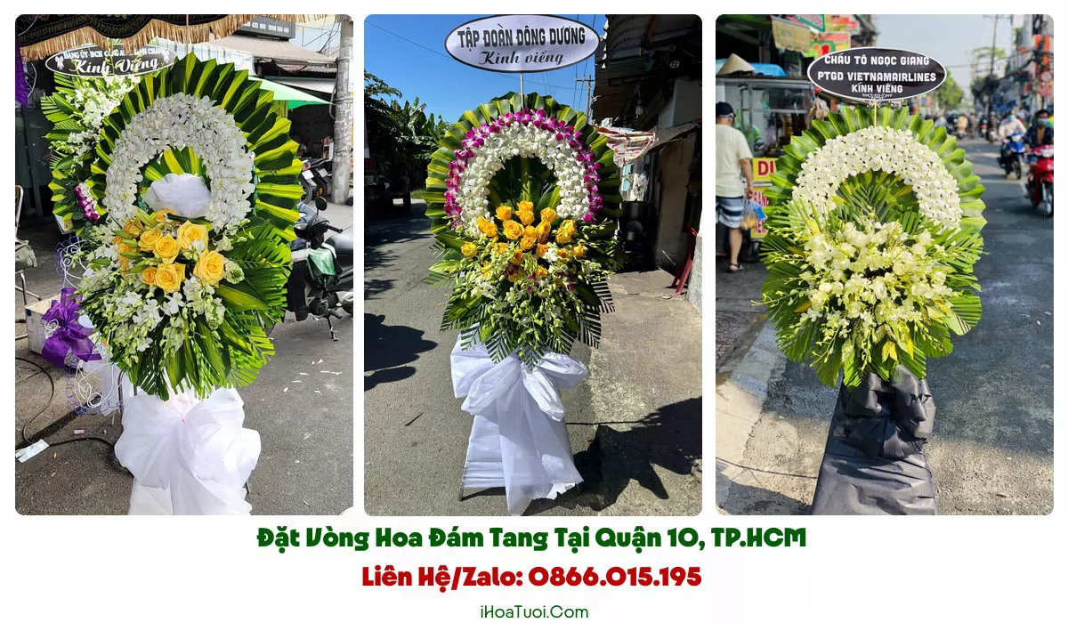 Vòng hoa tang lễ nhiều mẫu ý nghĩa tại Quận 10