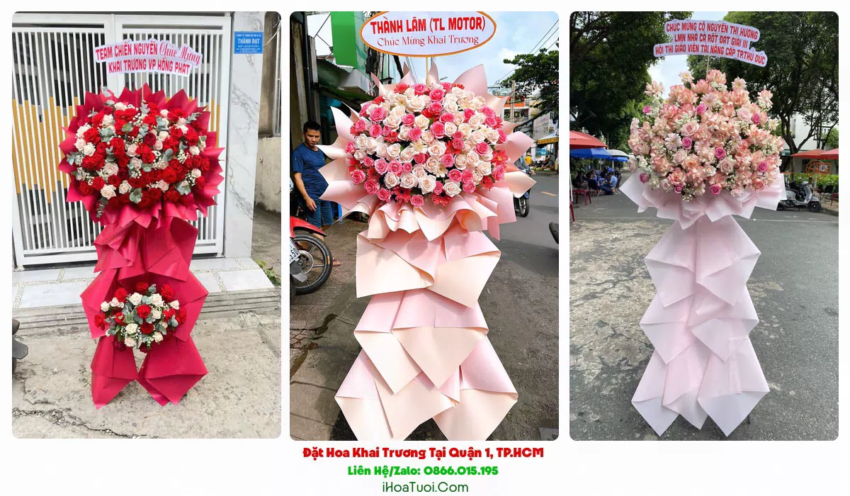 Kệ hoa khai trương 2 tầng giao tại Quận 1, TP.HCM