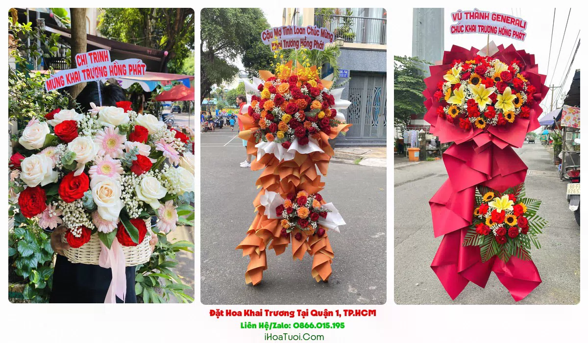 Lẵng hoa chúc mừng khai trương giao tận nơi Quận 1