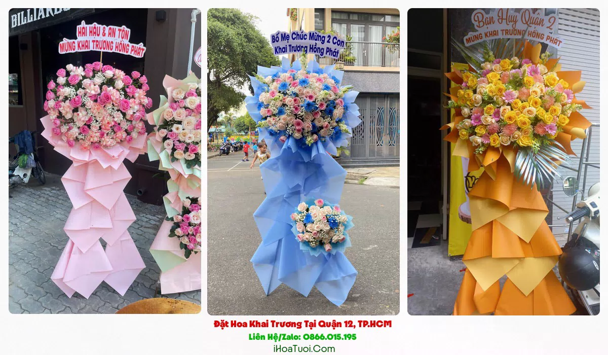 Kệ hoa khai trương 2 tầng tại Quận 12
