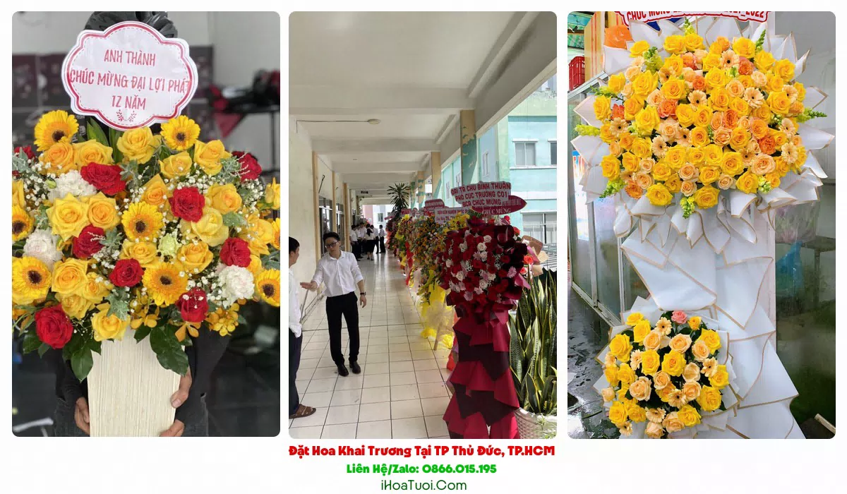 Băng rôn chúc mừng khai trương Thủ Đức