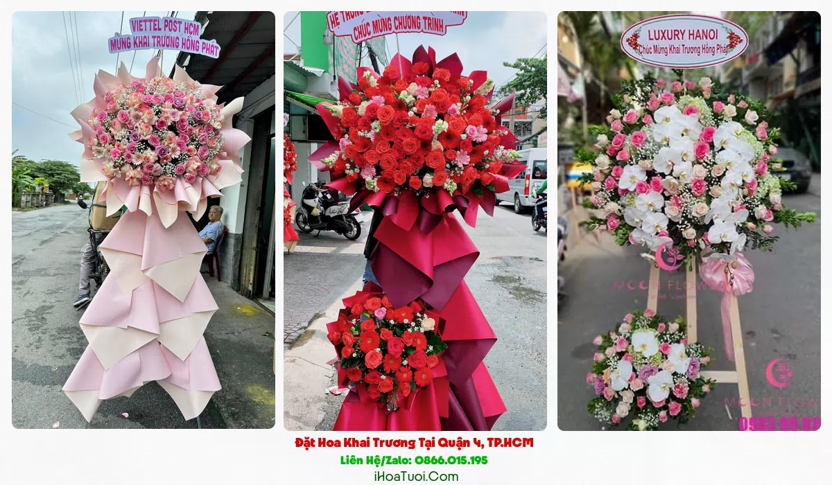 Kệ hoa khai trương 2 tầng tại Quận 4