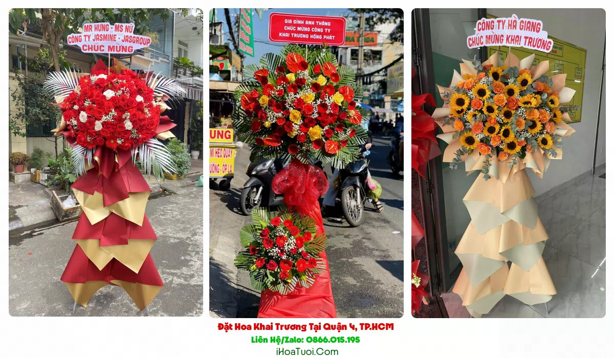 Giao hoa khai trương đúng giờ tại Quận 4
