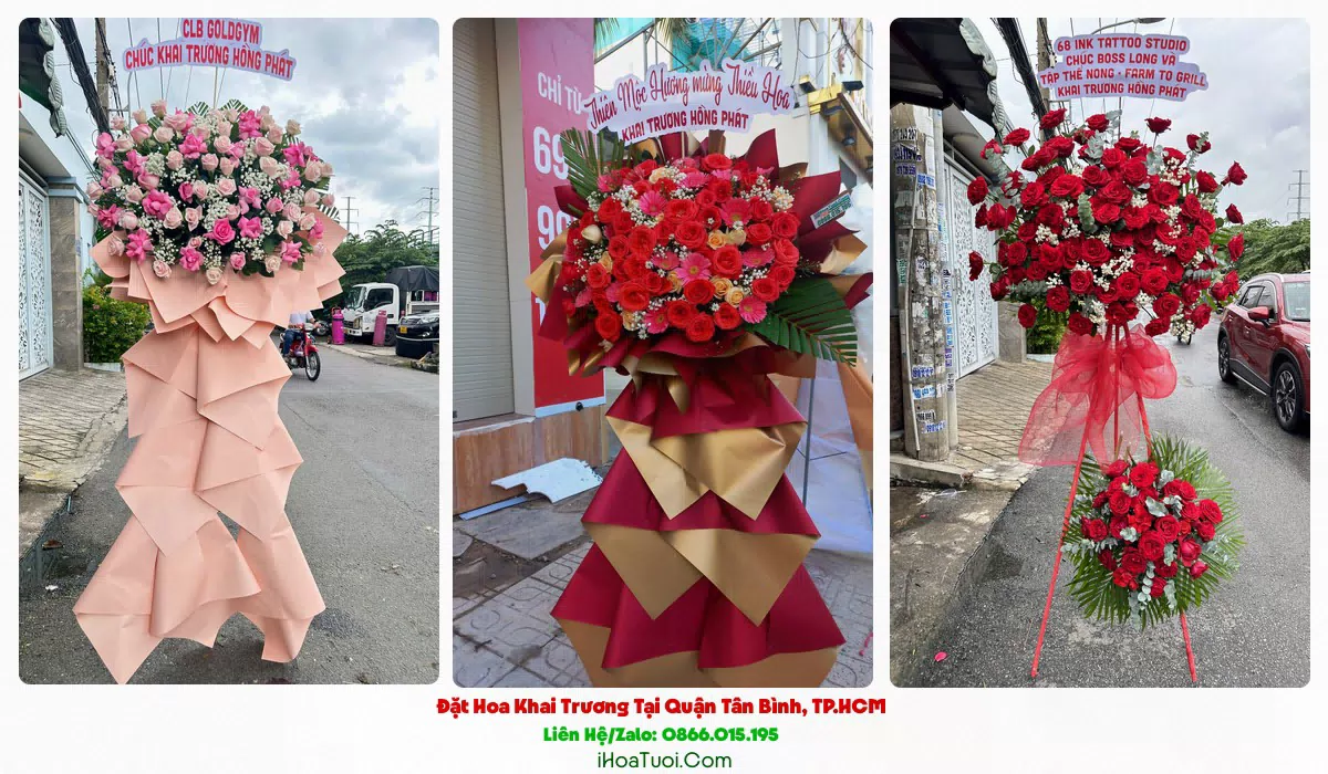Kệ hoa chúc mừng khai trương chi nhánh công ty tại Tân Bình