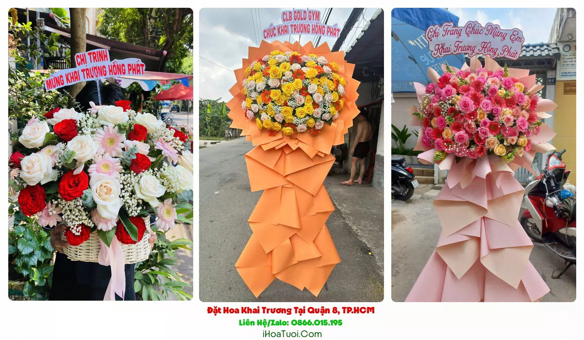 Lẵng hoa khai trương tươi tại Quận 8