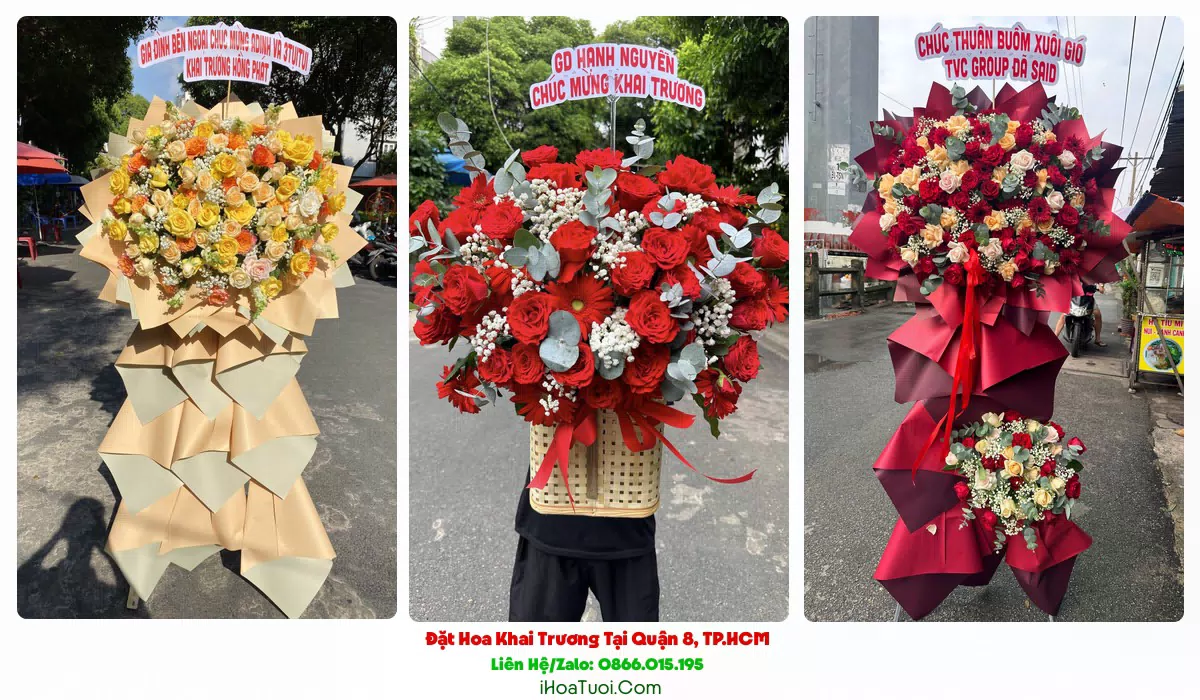 Băng rôn chúc mừng khai trương tặng đối tác tại Quận 8
