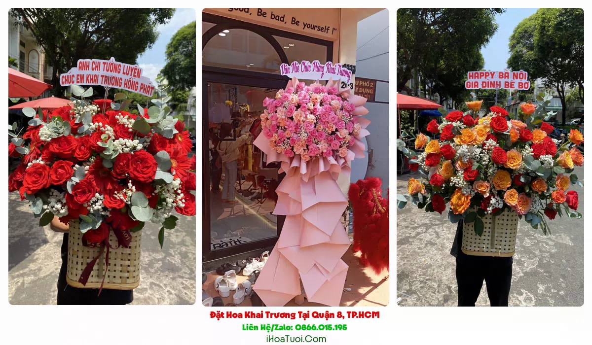 Giao hoa khai trương đúng giờ tại Quận 8