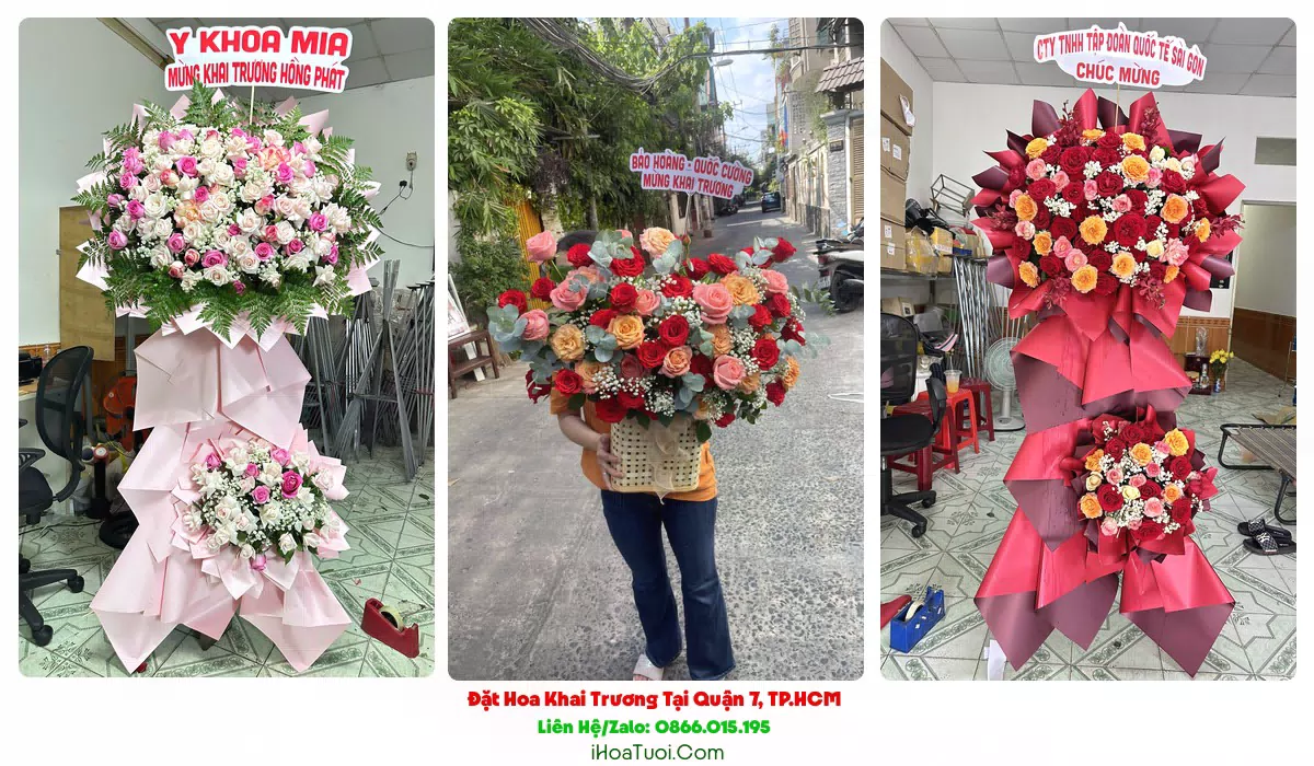 Kệ hoa khai trương showroom tại Quận 7