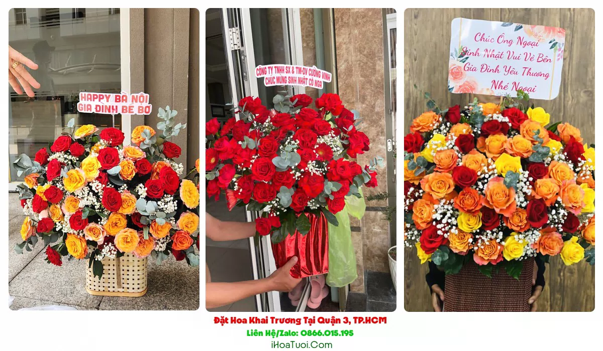 Kệ hoa khai trương 2 tầng tại Quận 3