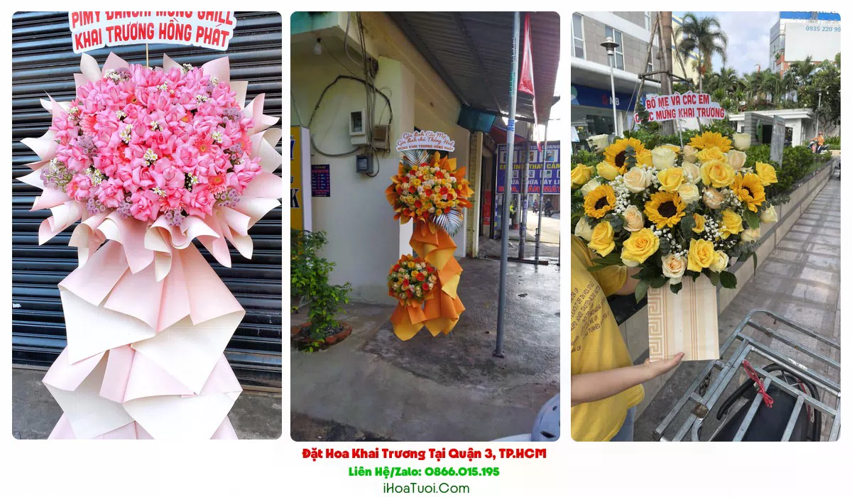 Mẫu hoa khai trương đẹp tại Quận 3