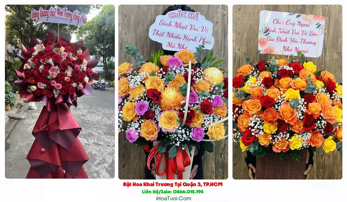 Kệ hoa khai trương công ty tại Quận 3