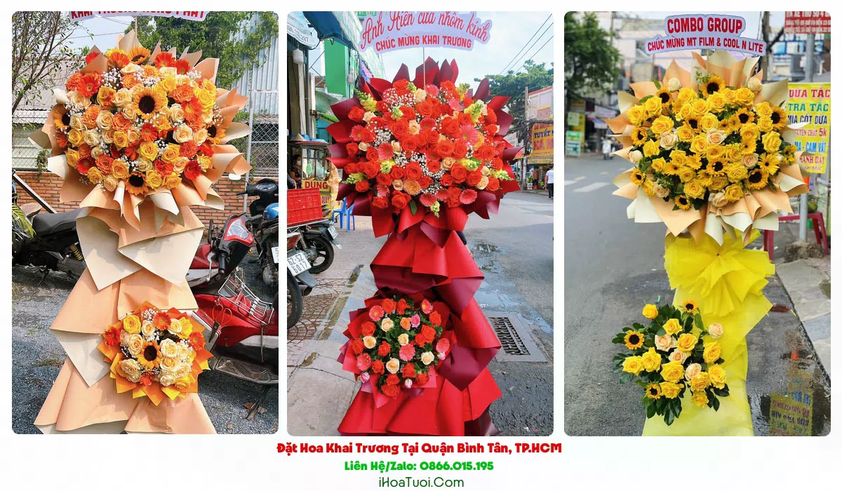 Lẵng hoa khai trương Bình Tân nhiều mẫu để chọn