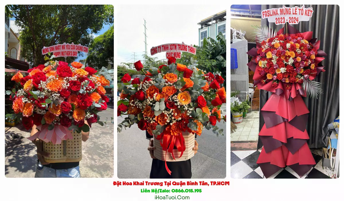 Kệ hoa khai trương công ty khu công nghiệp Tân Tạo Bình Tân