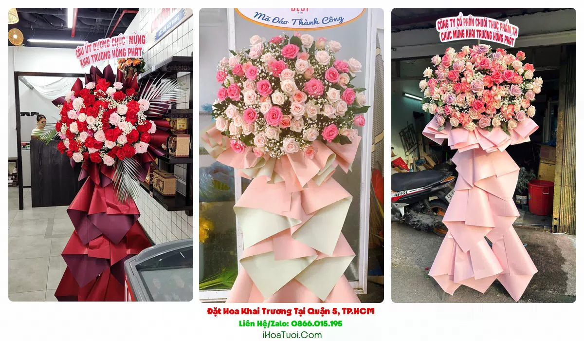 Kệ hoa khai trương 2 tầng tại Quận 5